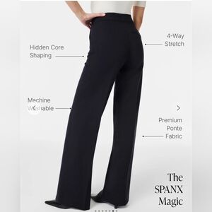 SPANX Ponte Black Wide-Leg Pull-on Compression Pants Medium